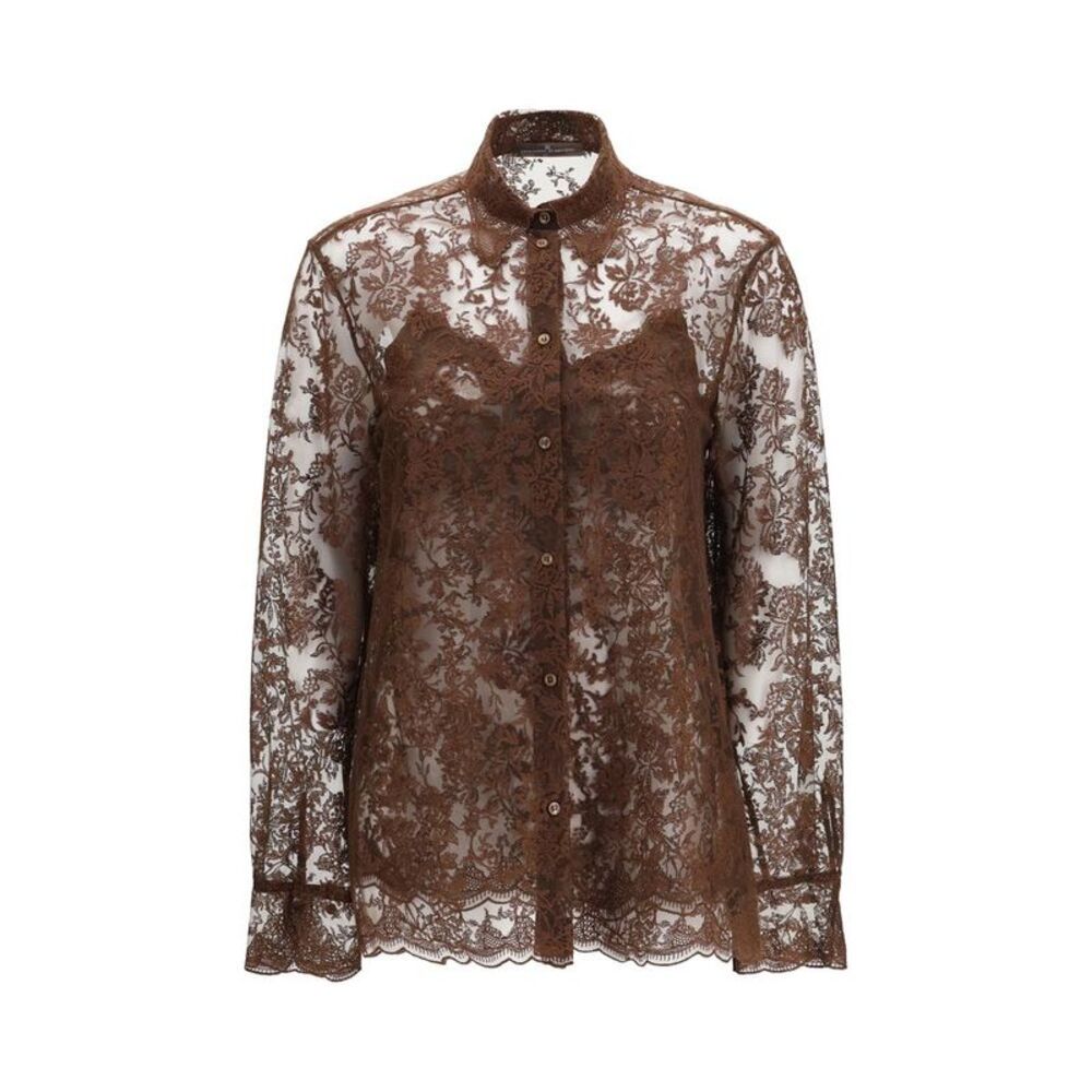 Ermanno Scervino Brown Polyester Pattern Women's Shirt
